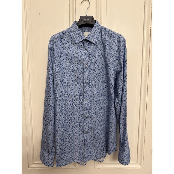 Paul Smith NWT $295 Dress Shirt Size 16.5 Blue Floral Print Made In Italy - Picture 1 of 7